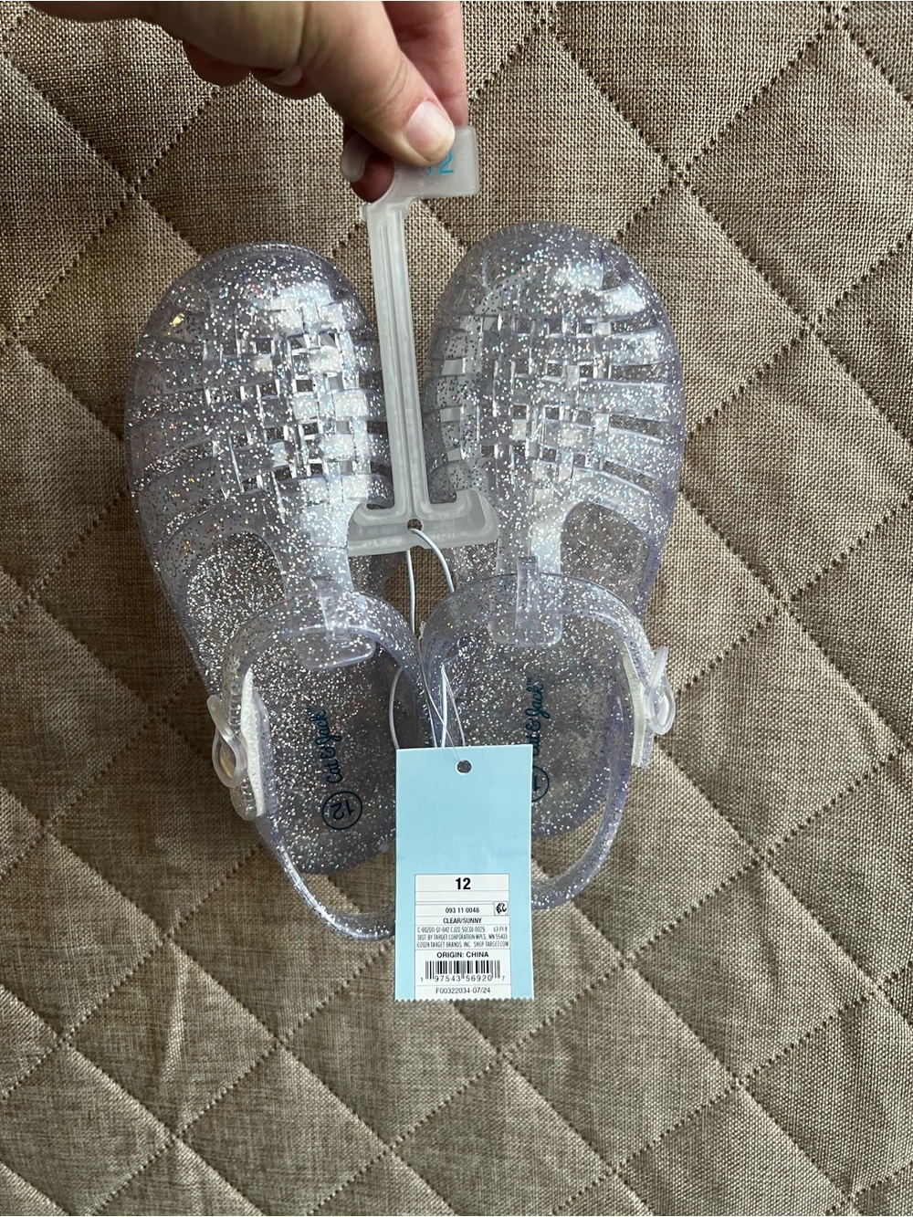 Girls' Clear Glitter Jelly Sandals - Silver Sparkle
